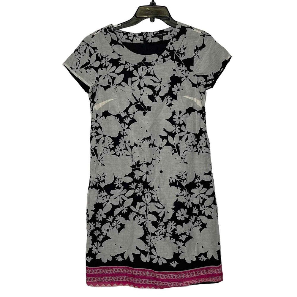 The Limited Dress Size Small Tan Black Floral Pink Bottom SS‎ Womens Silk Blend